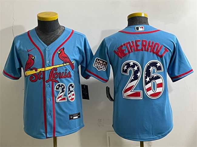 Youth St. Louis Cardinals #26 JJ Wetherholt Blue USA 250 Fourth of July Stitched Baseball Jersey,We sell and wholesale Youth St. Louis Cardinals #26 JJ Wetherholt Blue USA 250 Fourth of July Stitched Baseball Jersey on line form chian!