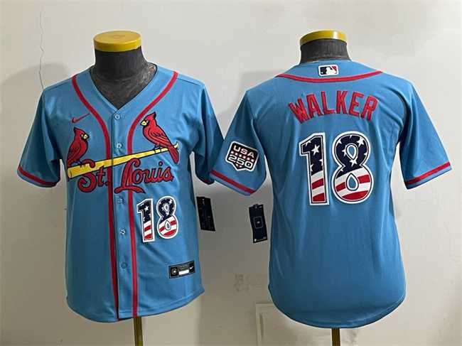 Youth St. Louis Cardinals #18 Jordan Walker Blue USA 250 Fourth of July Stitched Baseball Jersey,We sell and wholesale Youth St. Louis Cardinals #18 Jordan Walker Blue USA 250 Fourth of July Stitched Baseball Jersey on line form chian!