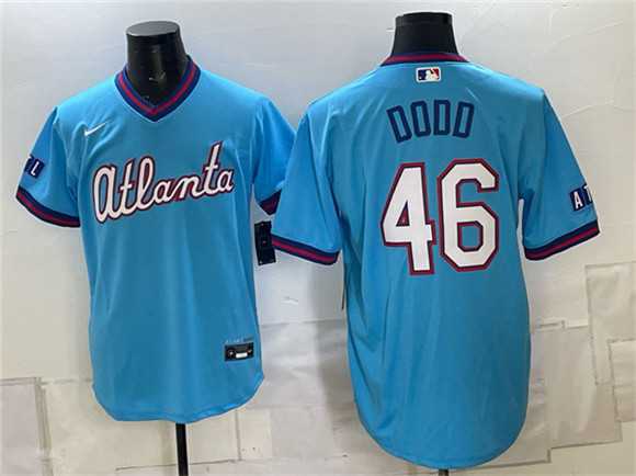 Men's Atlanta Braves #46 Dylan Dodd Blue 2026 City Connect Stadium Stitched Jersey,We sell and wholesale Men's Atlanta Braves #46 Dylan Dodd Blue 2026 City Connect Stadium Stitched Jersey on line form chian!