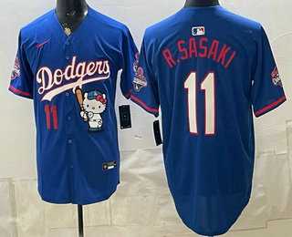 Men's Los Angeles Dodgers #11 Roki Sasaki Blue Hello Kitty 2025 World Series Champions Limited Jersey,We sell and wholesale Men's Los Angeles Dodgers #11 Roki Sasaki Blue Hello Kitty 2025 World Series Champions Limited Jersey on line form chian!