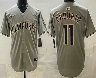 Men's Milwaukee Brewers #11 Jackson Chourio Gray Limited Jersey,We sell and wholesale Men's Milwaukee Brewers #11 Jackson Chourio Gray Limited Jersey on line form chian!
