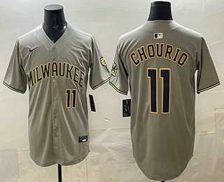 Men's Milwaukee Brewers #11 Jackson Chourio Grey Limited Jersey,We sell and wholesale Men's Milwaukee Brewers #11 Jackson Chourio Grey Limited Jersey on line form chian!