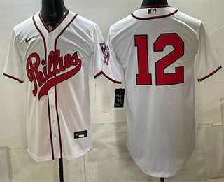 Men's Philadelphia Phillies #12 Kyle Schwarber White 2026 Field of Dreams Stadium Stitched Jersey,We sell and wholesale Men's Philadelphia Phillies #12 Kyle Schwarber White 2026 Field of Dreams Stadium Stitched Jersey on line form chian!