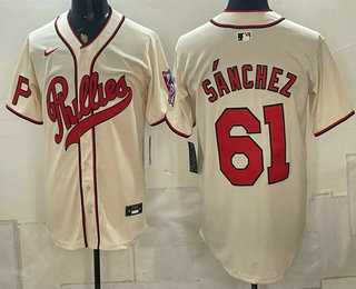 Men's Philadelphia Phillies #61 Cristopher Sanchez Name Cream 2026 Field of Dreams Stadium Stitched Jersey,We sell and wholesale Men's Philadelphia Phillies #61 Cristopher Sanchez Name Cream 2026 Field of Dreams Stadium Stitched Jersey on line form chian!