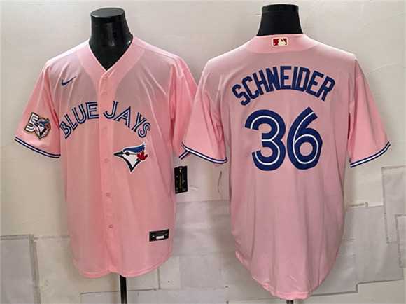 Men's Toronto Blue Jays #36 Davis Schneider Pink 50 Seasons Patch Stitched Jersey,We sell and wholesale Men's Toronto Blue Jays #36 Davis Schneider Pink 50 Seasons Patch Stitched Jersey on line form chian!