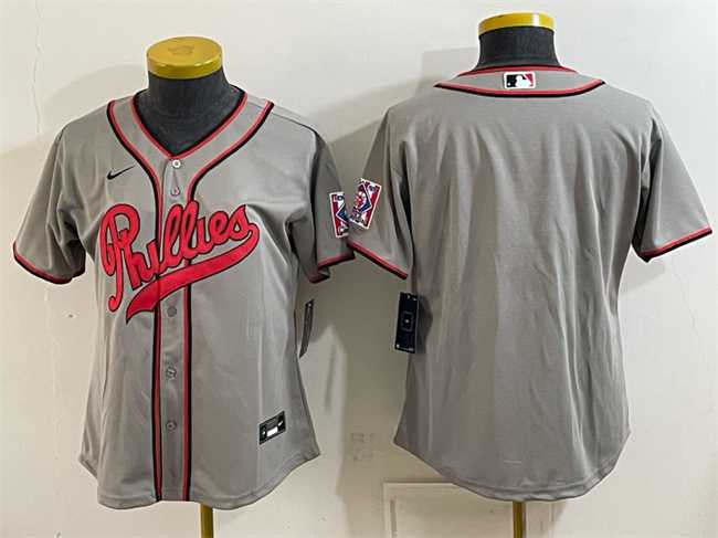 Women's Philadelphia Phillies Blank Gray 2026 Field of Dreams Stadium Stitched Jersey(Run Small),We sell and wholesale Women's Philadelphia Phillies Blank Gray 2026 Field of Dreams Stadium Stitched Jersey(Run Small) on line form chian!
