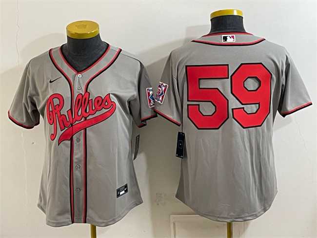 Women's Philadelphia Phillies #59 Jhoan Duran Gray 2026 Field of Dreams Stadium Stitched Jersey(Run Small),We sell and wholesale Women's Philadelphia Phillies #59 Jhoan Duran Gray 2026 Field of Dreams Stadium Stitched Jersey(Run Small) on line form chian!