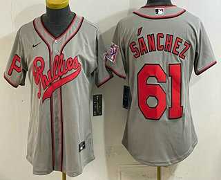 Women's Philadelphia Phillies #61 Cristopher Sanchez Gray 2026 Field of Dreams Stadium Stitched Jersey,We sell and wholesale Women's Philadelphia Phillies #61 Cristopher Sanchez Gray 2026 Field of Dreams Stadium Stitched Jersey on line form chian!
