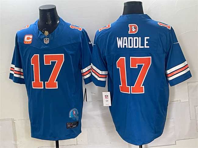 Men's Denver Broncos #17 Jaylen Waddle Blue F.U.S.E. With 2-Star C Patch Throwback Vapor Limited Stitched Jersey Dzhi,We sell and wholesale Men's Denver Broncos #17 Jaylen Waddle Blue F.U.S.E. With 2-Star C Patch Throwback Vapor Limited Stitched Jersey Dzhi on line form chian!