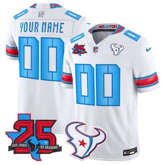 Men's Houston Texans Active Player Custom White 2026 F.U.S.E.  Rivalries Collection With 25th Anniversary Patch Limited Football Stitched Jersey,We sell and wholesale Men's Houston Texans Active Player Custom White 2026 F.U.S.E.  Rivalries Collection With 25th Anniversary Patch Limited Football Stitched Jersey on line form chian!