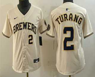 Youth Milwaukee Brewers #2 Brice Turang Cream Limited Stitched Jersey,We sell and wholesale Youth Milwaukee Brewers #2 Brice Turang Cream Limited Stitched Jersey on line form chian!