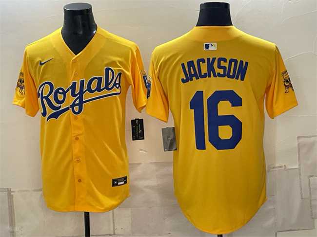 Men's Kansas City Royals #16 Bo Jackson Gold Sluggerrr Patch Vapor Limited Stitched Jersey,We sell and wholesale Men's Kansas City Royals #16 Bo Jackson Gold Sluggerrr Patch Vapor Limited Stitched Jersey on line form chian!