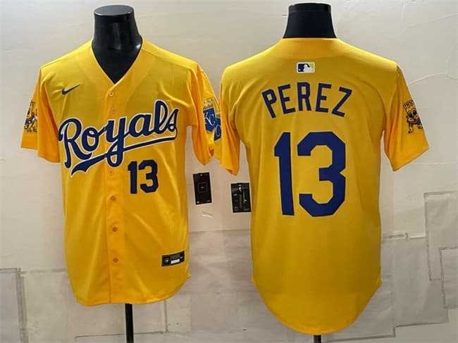 Men's Kansas City Royals #13 Salvador Perez Gold Sluggerrr Patch Vapor Limited Stitched Jersey,We sell and wholesale Men's Kansas City Royals #13 Salvador Perez Gold Sluggerrr Patch Vapor Limited Stitched Jersey on line form chian!