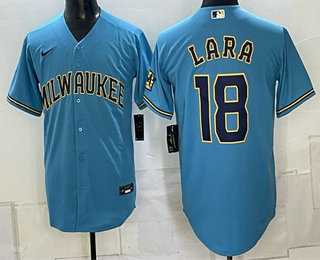 Men's Milwaukee Brewers #18 Luis Lara Blue 2026 City Connect Stadium Stitched Jersey,We sell and wholesale Men's Milwaukee Brewers #18 Luis Lara Blue 2026 City Connect Stadium Stitched Jersey on line form chian!