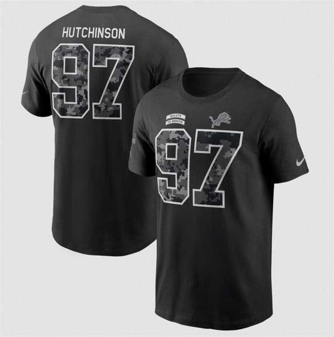 Men's Detroit Lions #97 Aidan Hutchinson Black 2026 Salute to Service Name & Number T-Shirt,We sell and wholesale Men's Detroit Lions #97 Aidan Hutchinson Black 2026 Salute to Service Name & Number T-Shirt on line form chian!