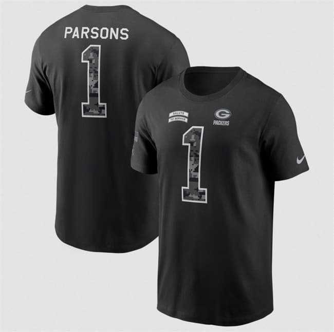 Men's Green Bay Packers #1 Micah Parsons Black 2026 Salute to Service Name & Number T-Shirt,We sell and wholesale Men's Green Bay Packers #1 Micah Parsons Black 2026 Salute to Service Name & Number T-Shirt on line form chian!
