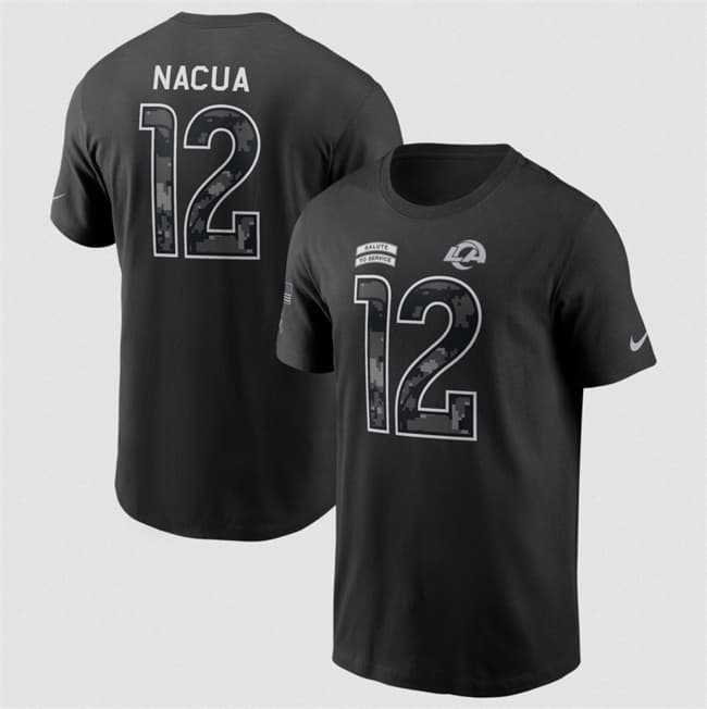 Men's Los Angeles Rams #12 Puka Nacua Black 2026 Salute to Service Name & Number T-Shirt,We sell and wholesale Men's Los Angeles Rams #12 Puka Nacua Black 2026 Salute to Service Name & Number T-Shirt on line form chian!