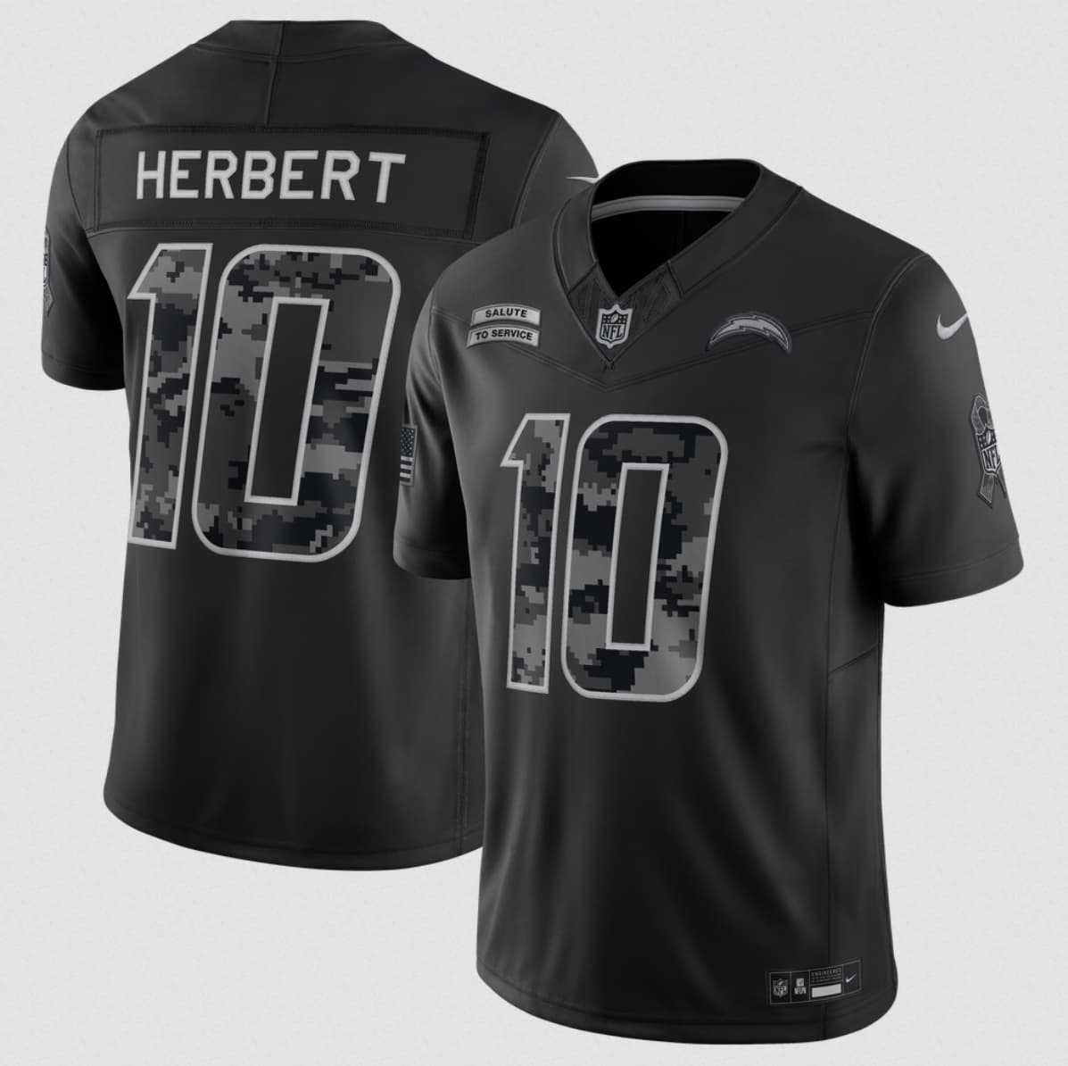 Men's Los Angeles Chargers #10 Justin Herbert Black 2026 F.U.S.E. Salute to Service Limited Stitched Jersey,We sell and wholesale Men's Los Angeles Chargers #10 Justin Herbert Black 2026 F.U.S.E. Salute to Service Limited Stitched Jersey on line form chian!