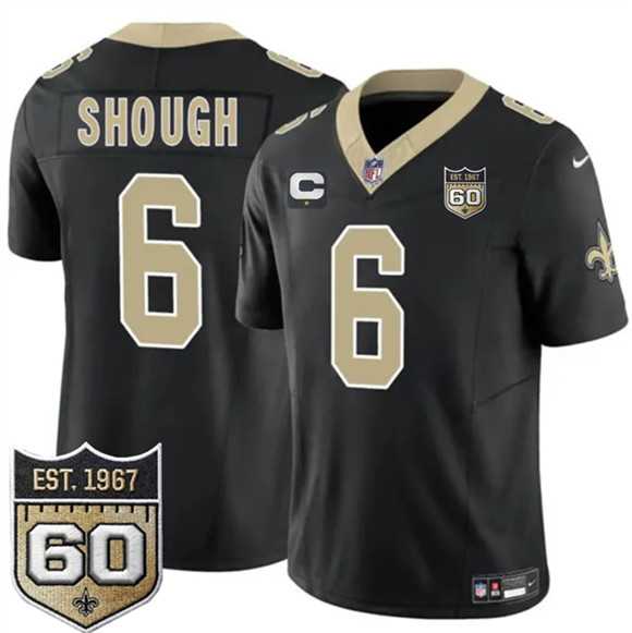 Men's New Orleans Saints #6 Tyler Shough Black 2026 F.U.S.E With 1-Star C Patch And 60th Anniversary Patch Vapor Limited Stitched Jersey Dzhi,We sell and wholesale Men's New Orleans Saints #6 Tyler Shough Black 2026 F.U.S.E With 1-Star C Patch And 60th Anniversary Patch Vapor Limited Stitched Jersey Dzhi on line form chian!