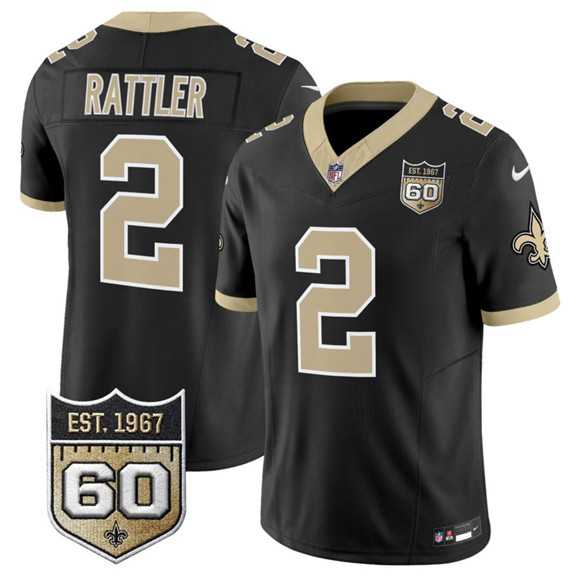 Men's New Orleans Saints #2 Spencer Rattler Black 2026 F.U.S.E 60th Anniversary Patch Vapor Limited Stitched Jersey Dzhi,We sell and wholesale Men's New Orleans Saints #2 Spencer Rattler Black 2026 F.U.S.E 60th Anniversary Patch Vapor Limited Stitched Jersey Dzhi on line form chian!