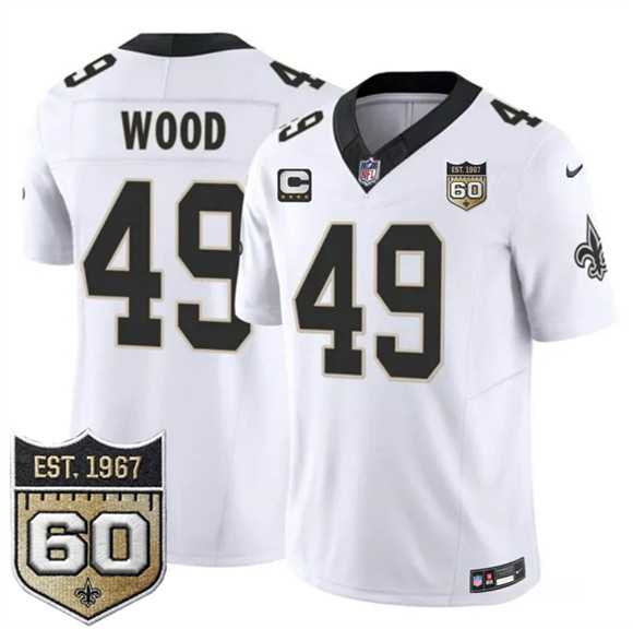 Men's New Orleans Saints #49 Zach Wood White 2026 F.U.S.E With 4-Star C Patch And 60th Anniversary Patch Vapor Limited Stitched Jersey Dzhi,We sell and wholesale Men's New Orleans Saints #49 Zach Wood White 2026 F.U.S.E With 4-Star C Patch And 60th Anniversary Patch Vapor Limited Stitched Jersey Dzhi on line form chian!