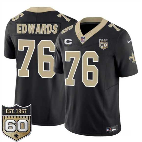 Men's New Orleans Saints #76 David Edwards Black 2026 F.U.S.E With 1-Star C Patch And 60th Anniversary Patch Vapor Limited Stitched Jersey Dzhi,We sell and wholesale Men's New Orleans Saints #76 David Edwards Black 2026 F.U.S.E With 1-Star C Patch And 60th Anniversary Patch Vapor Limited Stitched Jersey Dzhi on line form chian!