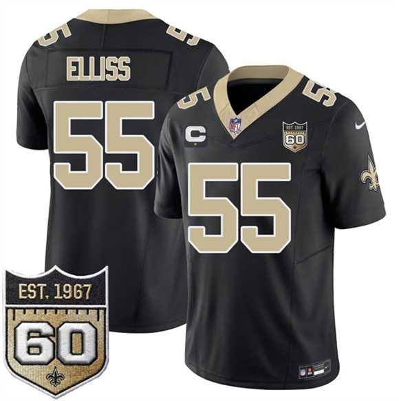 Men's New Orleans Saints #55 Kaden Elliss Black 2026 F.U.S.E With 1-Star C Patch And 60th Anniversary Patch Vapor Limited Stitched Jersey Dzhi,We sell and wholesale Men's New Orleans Saints #55 Kaden Elliss Black 2026 F.U.S.E With 1-Star C Patch And 60th Anniversary Patch Vapor Limited Stitched Jersey Dzhi on line form chian!