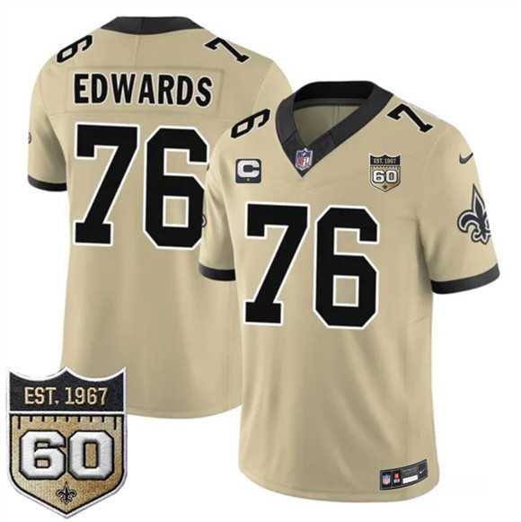 Men's New Orleans Saints #76 David Edwards Gold 2026 F.U.S.E With 1-Star C Patch And 60th Anniversary Patch Vapor Limited Stitched Jersey Dzhi,We sell and wholesale Men's New Orleans Saints #76 David Edwards Gold 2026 F.U.S.E With 1-Star C Patch And 60th Anniversary Patch Vapor Limited Stitched Jersey Dzhi on line form chian!