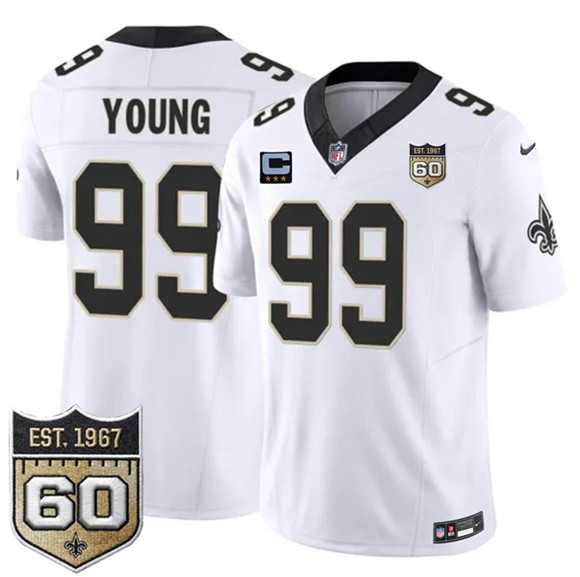 Men's New Orleans Saints #99 Chase Young White 2026 F.U.S.E With 3-Star C Patch And 60th Anniversary Patch Vapor Limited Stitched Jersey Dzhi,We sell and wholesale Men's New Orleans Saints #99 Chase Young White 2026 F.U.S.E With 3-Star C Patch And 60th Anniversary Patch Vapor Limited Stitched Jersey Dzhi on line form chian!