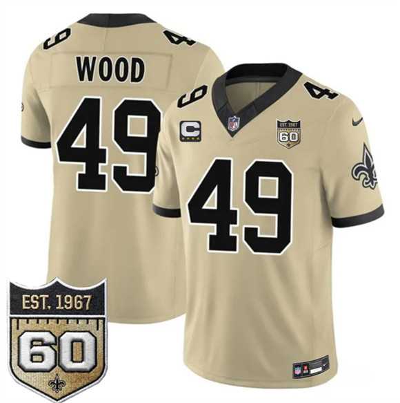 Men's New Orleans Saints #49 Zach Wood Gold 2026 F.U.S.E With 4-Star C Patch And 60th Anniversary Patch Vapor Limited Stitched Jersey Dzhi,We sell and wholesale Men's New Orleans Saints #49 Zach Wood Gold 2026 F.U.S.E With 4-Star C Patch And 60th Anniversary Patch Vapor Limited Stitched Jersey Dzhi on line form chian!