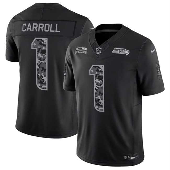 Men's Seattle Seahawks #1 Pete Carroll Black 2026 F.U.S.E. Salute to Service Limited Stitched Jersey,We sell and wholesale Men's Seattle Seahawks #1 Pete Carroll Black 2026 F.U.S.E. Salute to Service Limited Stitched Jersey on line form chian!