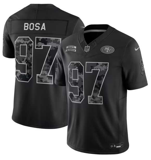 Men's San Francisco 49ers #97 Nick Bosa Black 2026 F.U.S.E. Salute to Service Limited Stitched Jersey,We sell and wholesale Men's San Francisco 49ers #97 Nick Bosa Black 2026 F.U.S.E. Salute to Service Limited Stitched Jersey on line form chian!