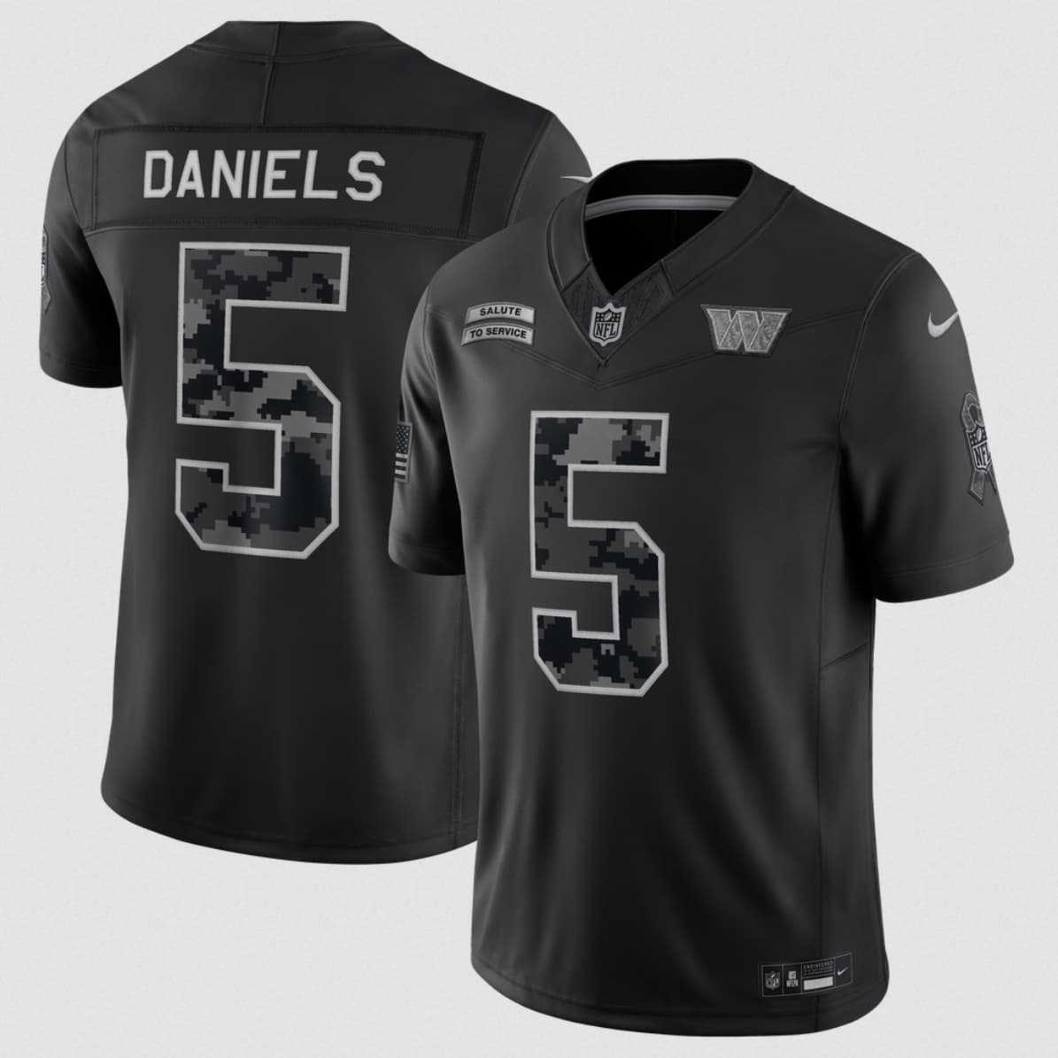 Men's Washington Commanders #5 Jayden Daniels Black 2026 F.U.S.E. Salute to Service Limited Stitched Jersey,We sell and wholesale Men's Washington Commanders #5 Jayden Daniels Black 2026 F.U.S.E. Salute to Service Limited Stitched Jersey on line form chian!