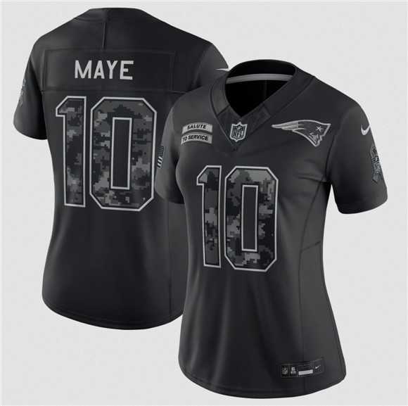 Women's New England Patriots #10 Drake Maye Black 2026 Salute to Service Limited Stitched Jersey(Run Small),We sell and wholesale Women's New England Patriots #10 Drake Maye Black 2026 Salute to Service Limited Stitched Jersey(Run Small) on line form chian!