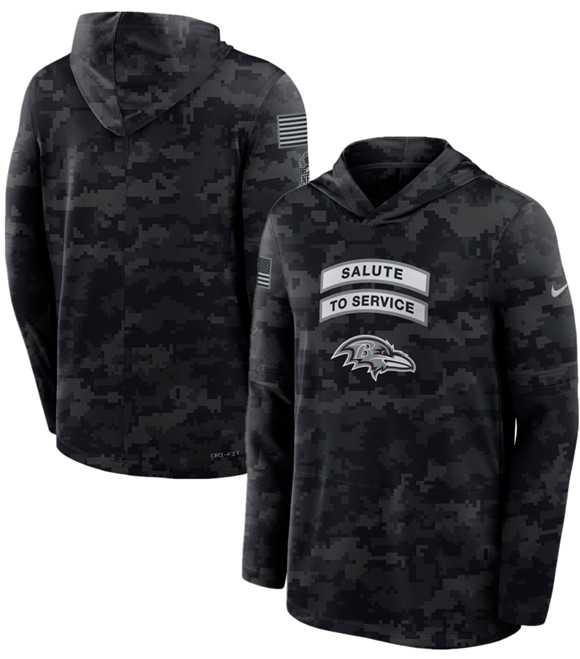 Men's Baltimore Ravens Black 2026 Salute to Service Sideline Lightweight Dri-FIT Long Sleeve Hoodie,We sell and wholesale Men's Baltimore Ravens Black 2026 Salute to Service Sideline Lightweight Dri-FIT Long Sleeve Hoodie on line form chian!