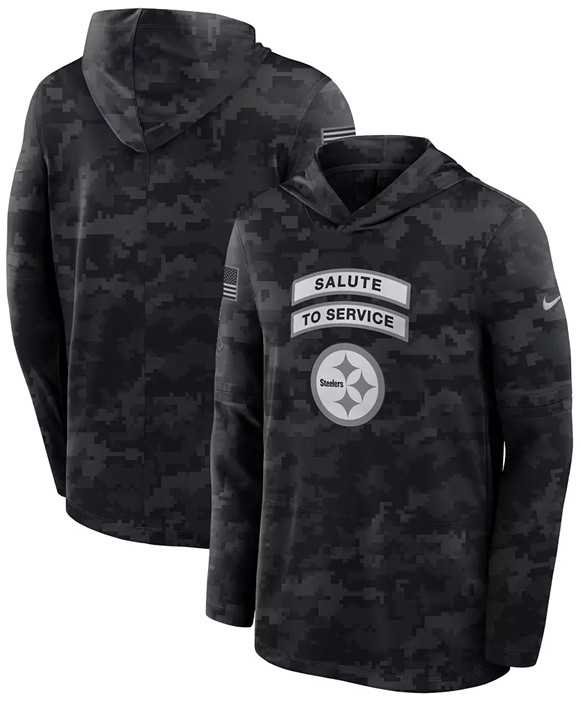 Men's Pittsburgh Steelers Black 2026 Salute to Service Sideline Lightweight Dri-FIT Long Sleeve Hoodie,We sell and wholesale Men's Pittsburgh Steelers Black 2026 Salute to Service Sideline Lightweight Dri-FIT Long Sleeve Hoodie on line form chian!