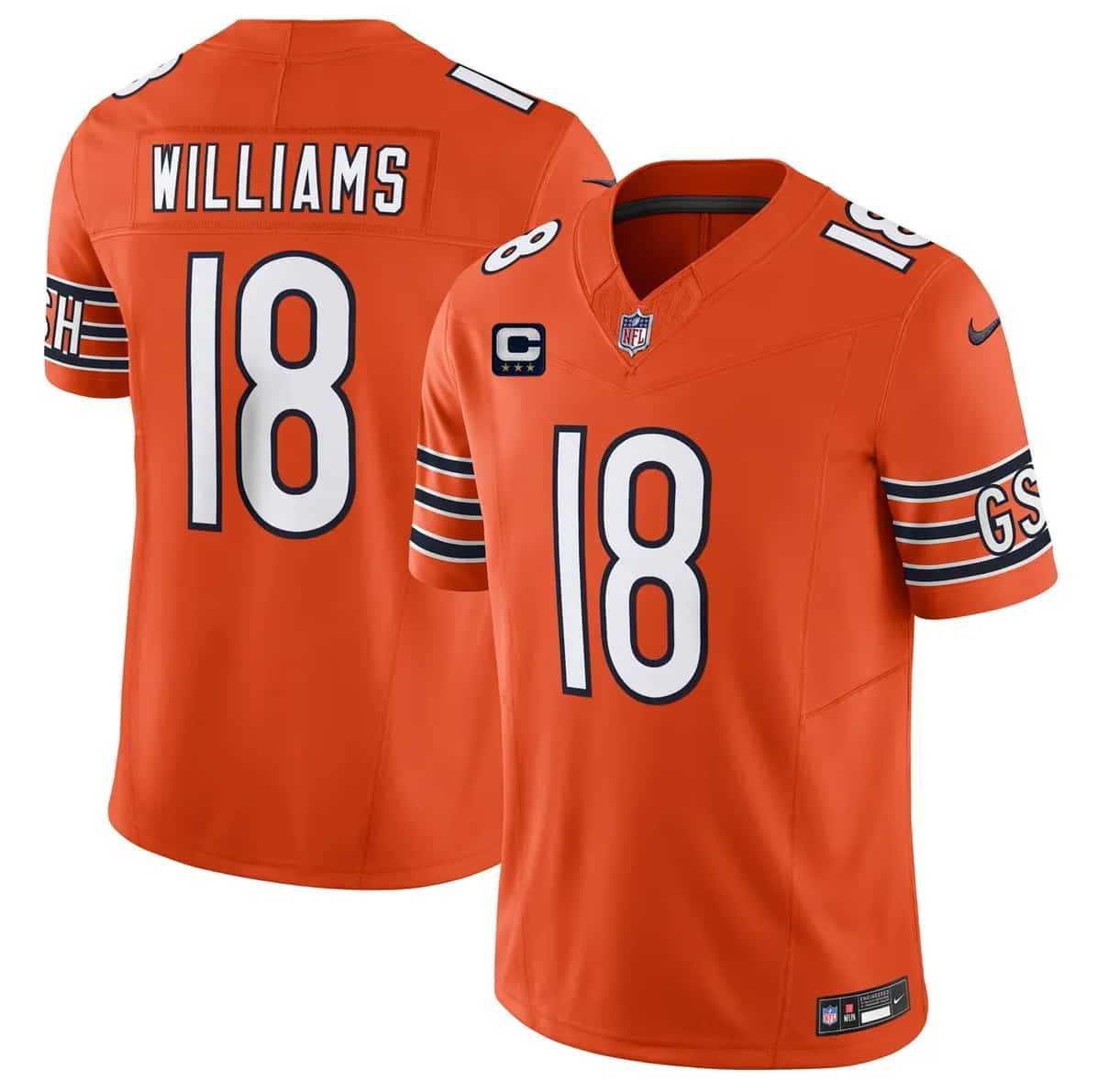 Men's Chicago Bears #18 Caleb Williams Orange 2026 F.U.S.E. With 3-star C Patch Vapor Untouchable Limited Stitched Jersey Dzhi,We sell and wholesale Men's Chicago Bears #18 Caleb Williams Orange 2026 F.U.S.E. With 3-star C Patch Vapor Untouchable Limited Stitched Jersey Dzhi on line form chian!