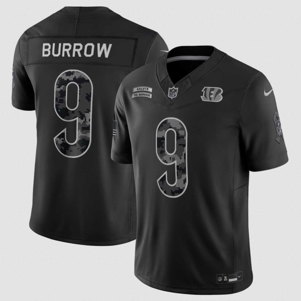 Men's Cincinnati Bengals #9 Joe Burrow Black 2026 F.U.S.E. Salute to Service Limited Stitched Jersey,We sell and wholesale Men's Cincinnati Bengals #9 Joe Burrow Black 2026 F.U.S.E. Salute to Service Limited Stitched Jersey on line form chian!