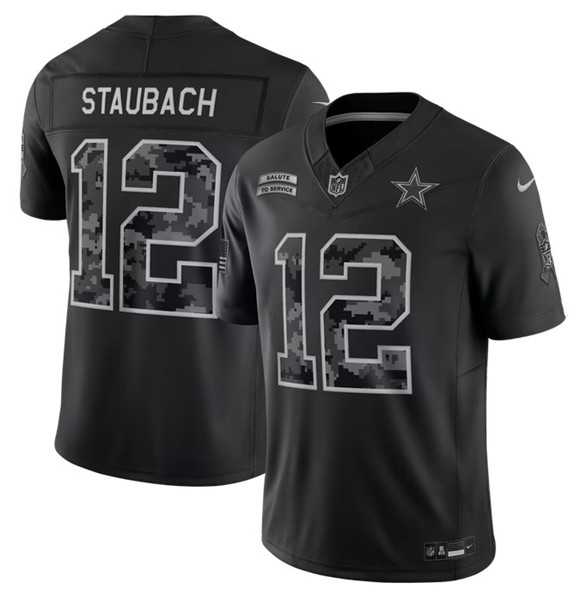 Men's Dallas Cowboys #12 Roger Staubach Black 2026 F.U.S.E. Salute to Service Limited Stitched Jersey,We sell and wholesale Men's Dallas Cowboys #12 Roger Staubach Black 2026 F.U.S.E. Salute to Service Limited Stitched Jersey on line form chian!
