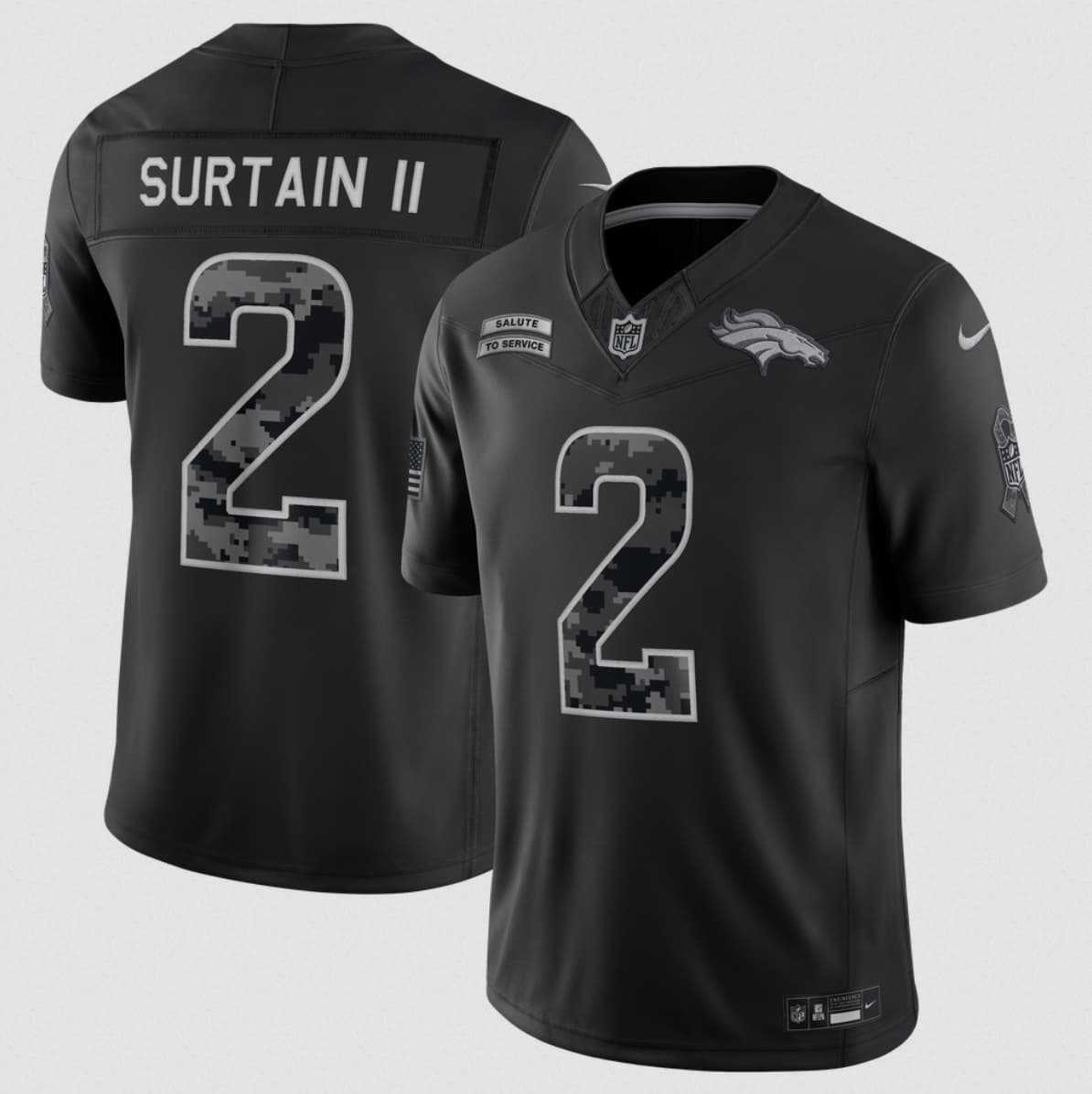 Men's Denver Broncos #2 Pat Surtain II Black 2026 F.U.S.E. Salute to Service Limited Stitched Stitched Jersey,We sell and wholesale Men's Denver Broncos #2 Pat Surtain II Black 2026 F.U.S.E. Salute to Service Limited Stitched Stitched Jersey on line form chian!