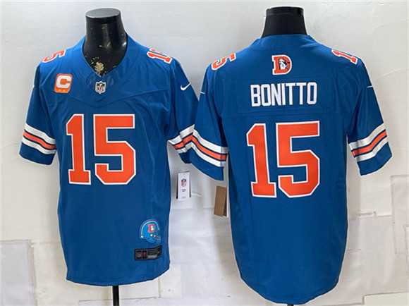 Men's Denver Broncos #15 Nik Bonitto Blue F.U.S.E. With 2-Star C Patch Throwback Vapor Limited Stitched Jersey Dzhi,We sell and wholesale Men's Denver Broncos #15 Nik Bonitto Blue F.U.S.E. With 2-Star C Patch Throwback Vapor Limited Stitched Jersey Dzhi on line form chian!