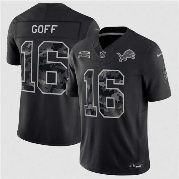 Men's Detroit Lions #16 Jared Goff Black F.U.S.E. 2026 Salute to Service Limited Stitched Jersey,We sell and wholesale Men's Detroit Lions #16 Jared Goff Black F.U.S.E. 2026 Salute to Service Limited Stitched Jersey on line form chian!