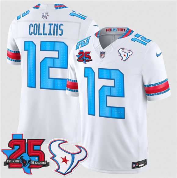 Men's Houston Texans #12 Nico Collins White 2026 F.U.S.E.Rivalries Collection With 25th Anniversary Patch Limited Stitched Jersey Dzhi,We sell and wholesale Men's Houston Texans #12 Nico Collins White 2026 F.U.S.E.Rivalries Collection With 25th Anniversary Patch Limited Stitched Jersey Dzhi on line form chian!