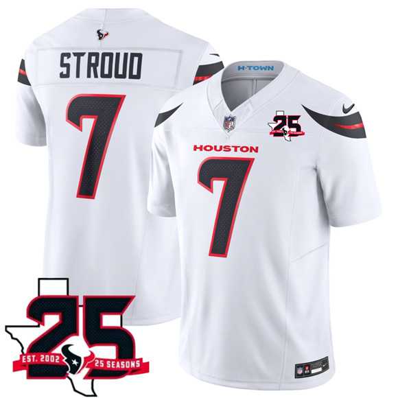 Men's Houston Texans #7 C.J. Stroud White 2026 F.U.S.E. With 25th Anniversary Patch Limited Stitched Jersey Dzhi,We sell and wholesale Men's Houston Texans #7 C.J. Stroud White 2026 F.U.S.E. With 25th Anniversary Patch Limited Stitched Jersey Dzhi on line form chian!