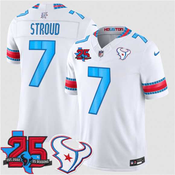 Men's Houston Texans #7 C.J. Stroud White 2026 F.U.S.E. Rivalries Collection With 25th Anniversary Patch Limited Stitched Jersey Dzhi,We sell and wholesale Men's Houston Texans #7 C.J. Stroud White 2026 F.U.S.E. Rivalries Collection With 25th Anniversary Patch Limited Stitched Jersey Dzhi on line form chian!