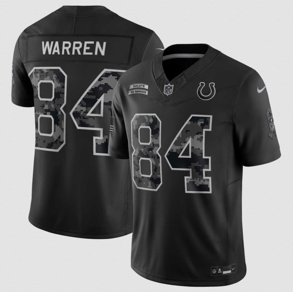 Men's Indianapolis Colts #84 Tyler Warren Black 2026 F.U.S.E. Salute to Service Limited Stitched Jersey,We sell and wholesale Men's Indianapolis Colts #84 Tyler Warren Black 2026 F.U.S.E. Salute to Service Limited Stitched Jersey on line form chian!